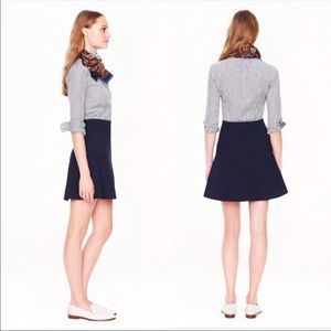 J. Crew Navy Fluted Skirt in Double Crepe